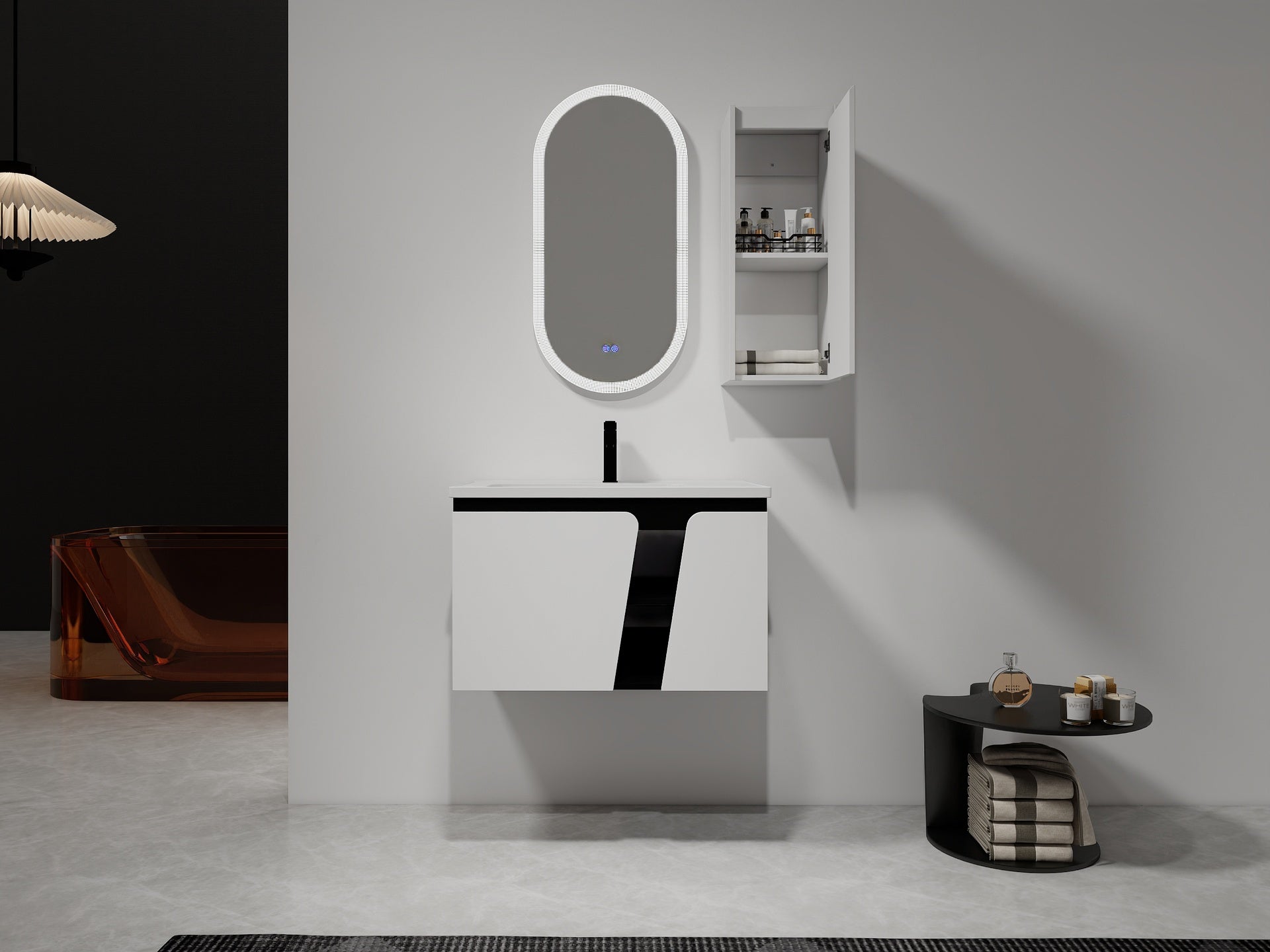 12" Bathroom Side Cabinet,Soft Close Doors,Float Mounting Design,(KD-Packing)
