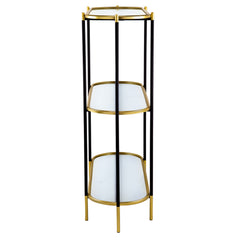 48.5x16.5x50" 3-Tier Metal Console Table, Black Gold Mirrored Shelf