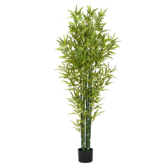 72" Artificial Bamboo with Black Plastic Pot, Set of 2