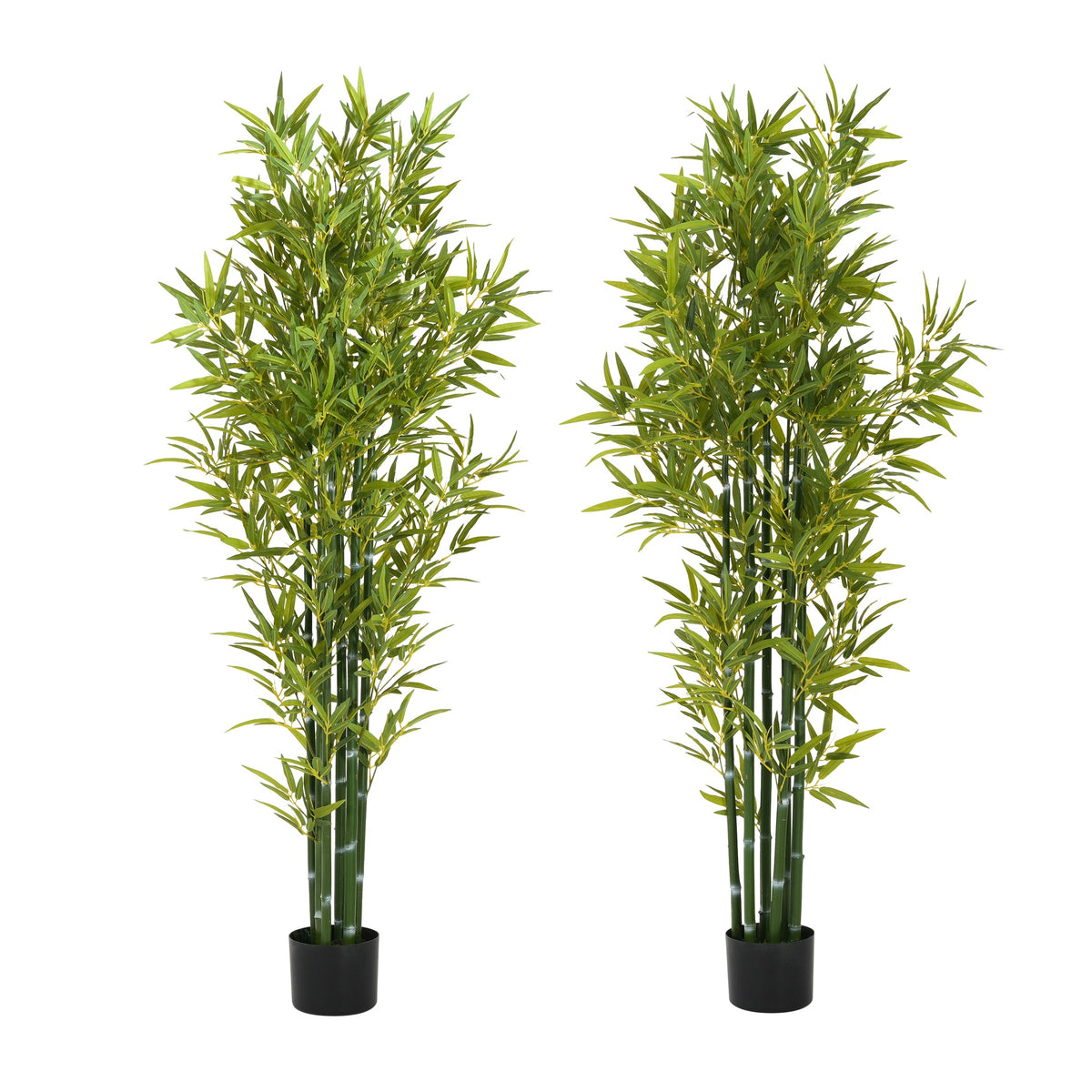 72" Artificial Bamboo with Black Plastic Pot, Set of 2