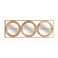 3 Mirror Piece Wall Mirror in Gold Rectangular Frame, Home Wall Decor for Bedroom Living Room, 40"x14"