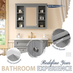 36'' Bathroom Vanity with  Medicine Cabinet, Modern Bathroom Storage Cabinet with 2 Soft Closing Doors and 4 Drawers, Single Sink Bathroom Vanity