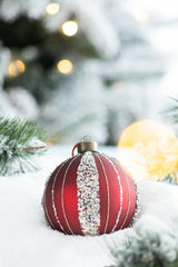 D4.7" Christmas Ball Ornaments, Glass Decorative Hanging Ball Christmas Tree Ornaments for Holiday Party Decorations, Set of 4