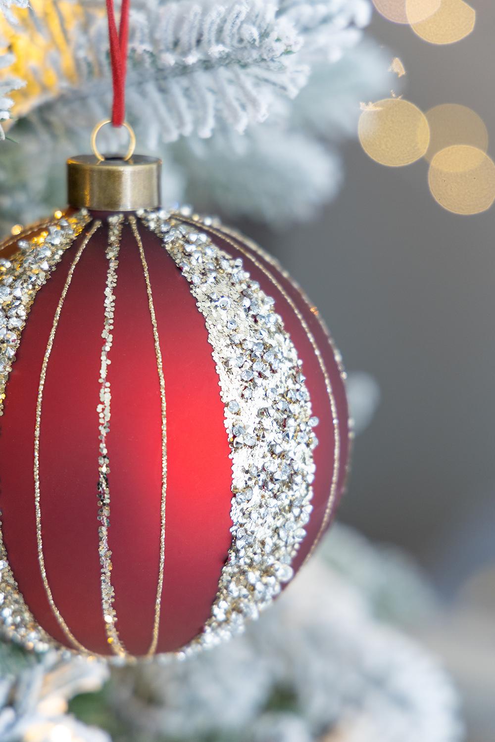 D4.7" Christmas Ball Ornaments, Glass Decorative Hanging Ball Christmas Tree Ornaments for Holiday Party Decorations, Set of 4