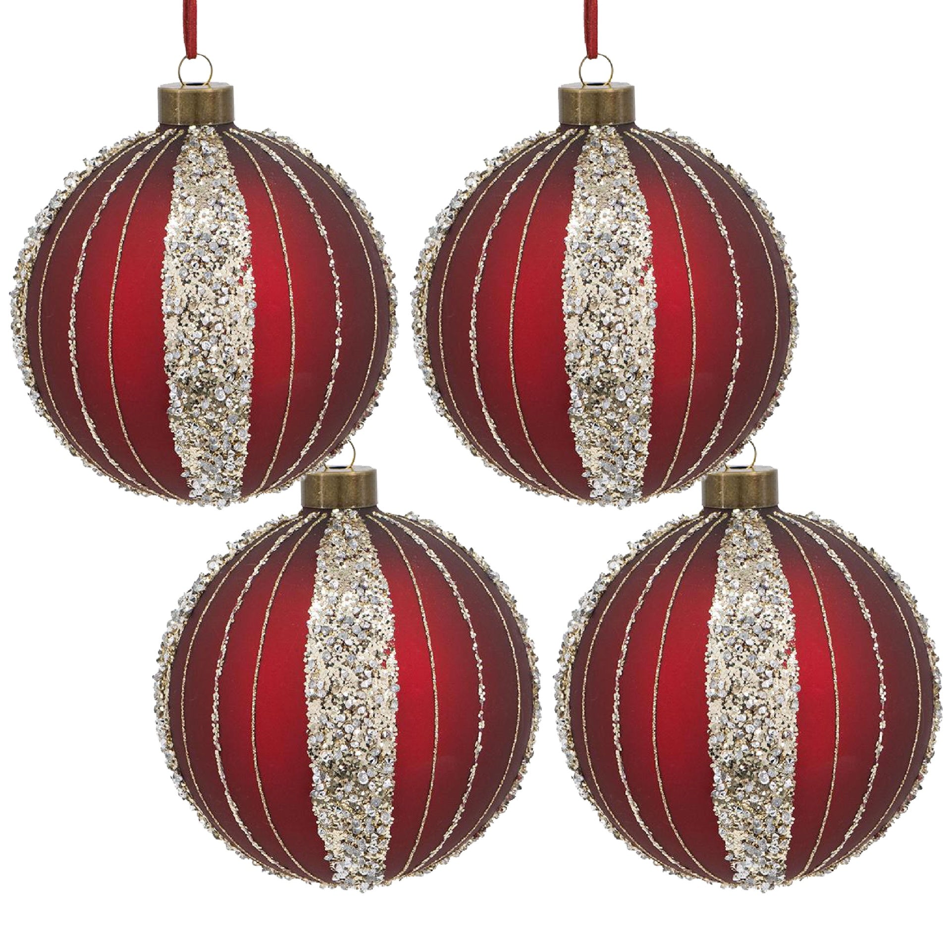 D4.7" Christmas Ball Ornaments, Glass Decorative Hanging Ball Christmas Tree Ornaments for Holiday Party Decorations, Set of 4