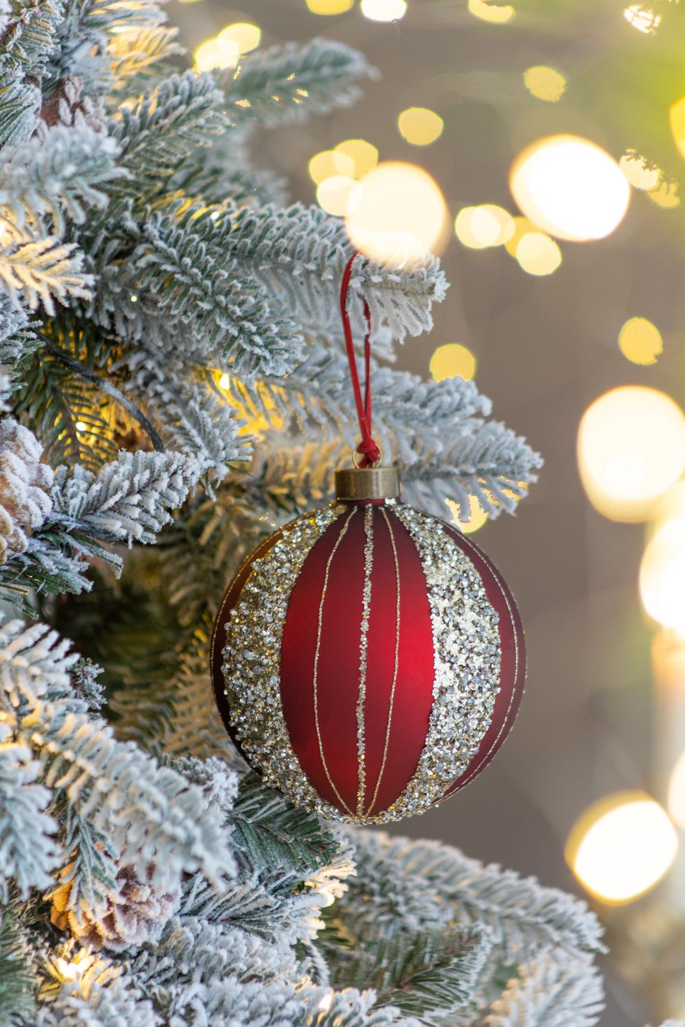 D4.7" Christmas Ball Ornaments, Glass Decorative Hanging Ball Christmas Tree Ornaments for Holiday Party Decorations, Set of 4