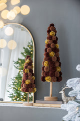 8.7x8.7x31.5" Tall Tree Christmas Table Decor, Coffee Multi