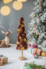 8.7x8.7x31.5" Tall Tree Christmas Table Decor, Coffee Multi
