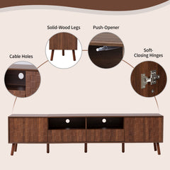 78inch Modern TV Stand for TVs up to 85 inches for Living Room, Entertainment Center with Solid Wood Legs, Drawers and Cable Management