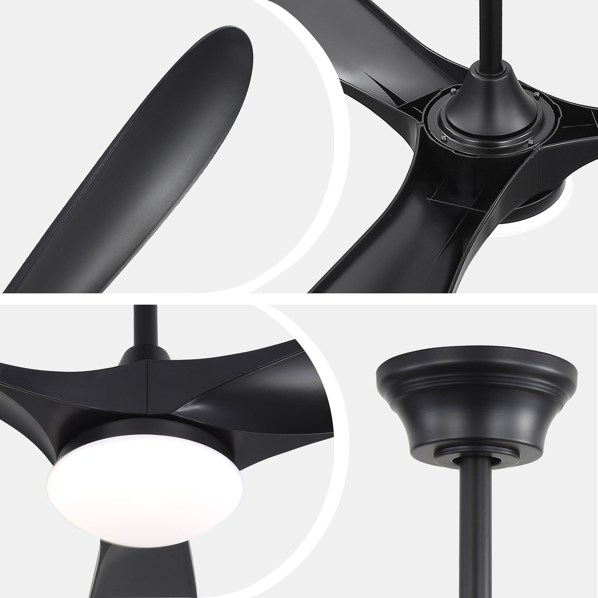 60 Inch Smart Ceiling Fan with Lights 2 Downrods, 3 ABS Fan Blades, Reversible Quiet Dc Motor For Indoor Bedroom Farmhouse