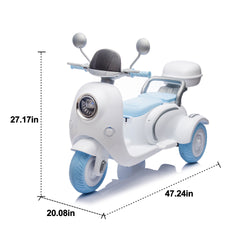 12V Two motors Kids Ride On Level Up Two-seater  Electric Motorcycle,Three-wheel Toy w/Music,Bluetooth,USB,Backseat flip adult seat,Portable Storage Hooks&Oversized  Trunk,LED Headlight  For Kids 3-6.