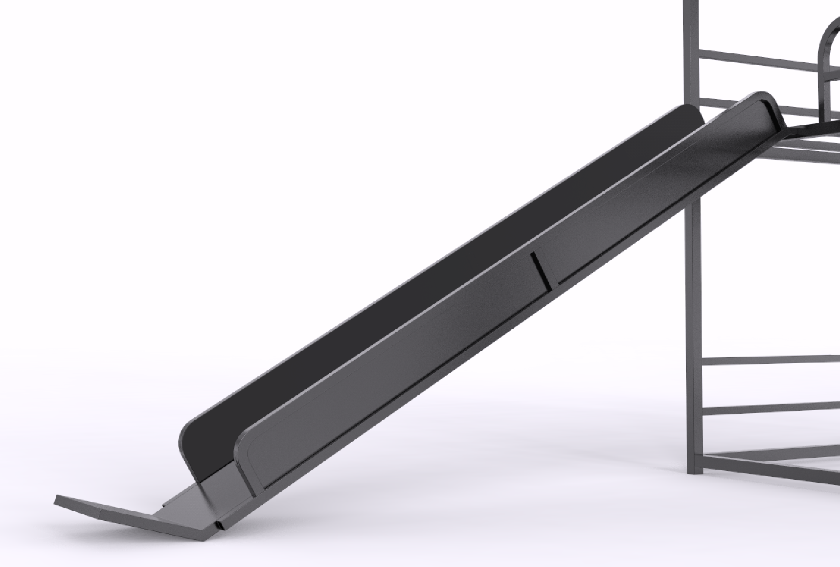 Metal Full Size Loft Bed with Slide and Ladder,  Black