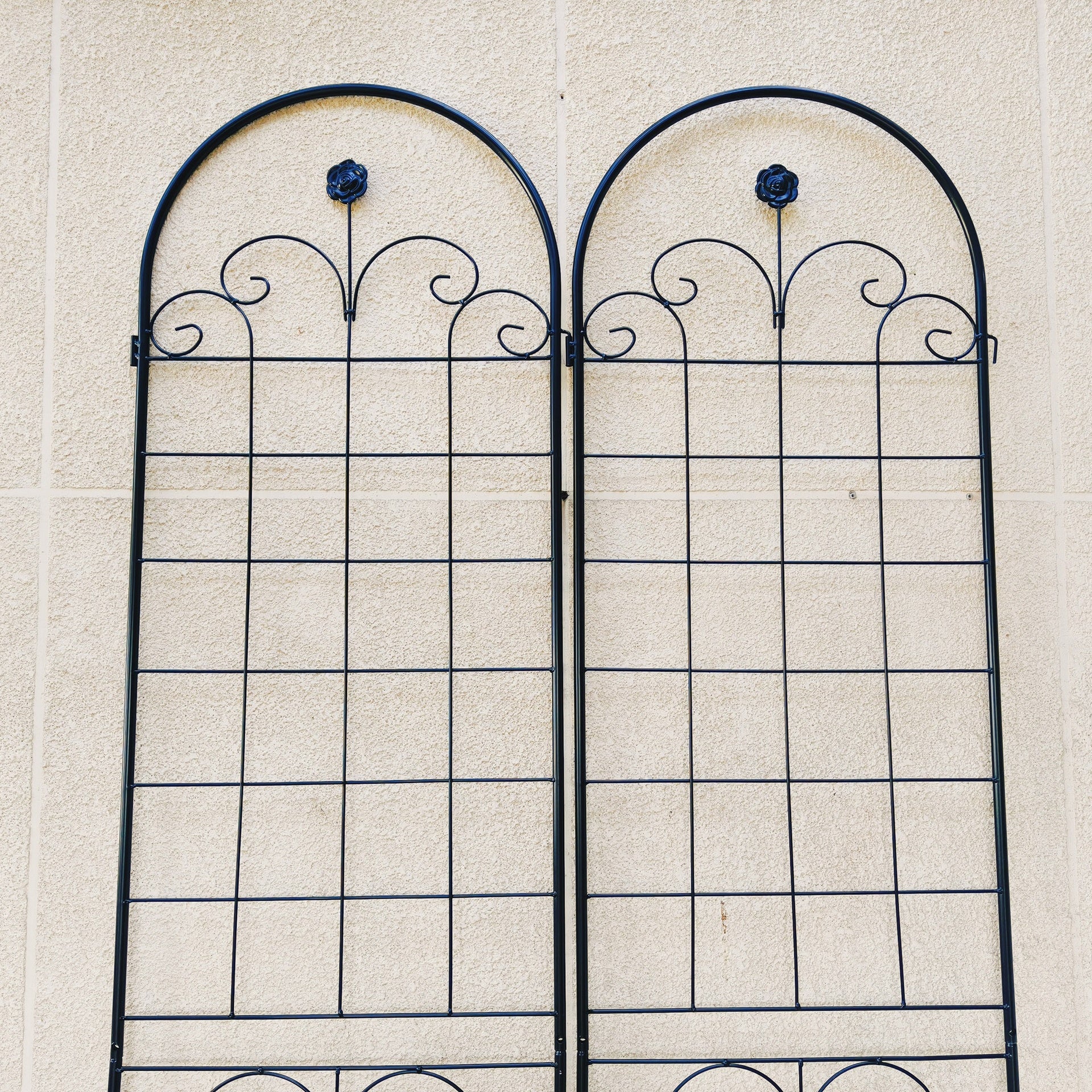 4 Pack Metal Garden Trellis for Climbing Plants Outdoor 86.7'' x 19.7'' Rustproof Plant Support Rose Trellis Netting Trellis Black