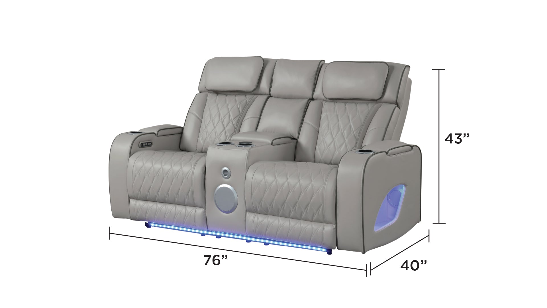 Fortuner Modern Style Upholstery Recliner Loveseat Made with Wood & Massage Function Included-Gray      same asG150109101  (NJ inventory)