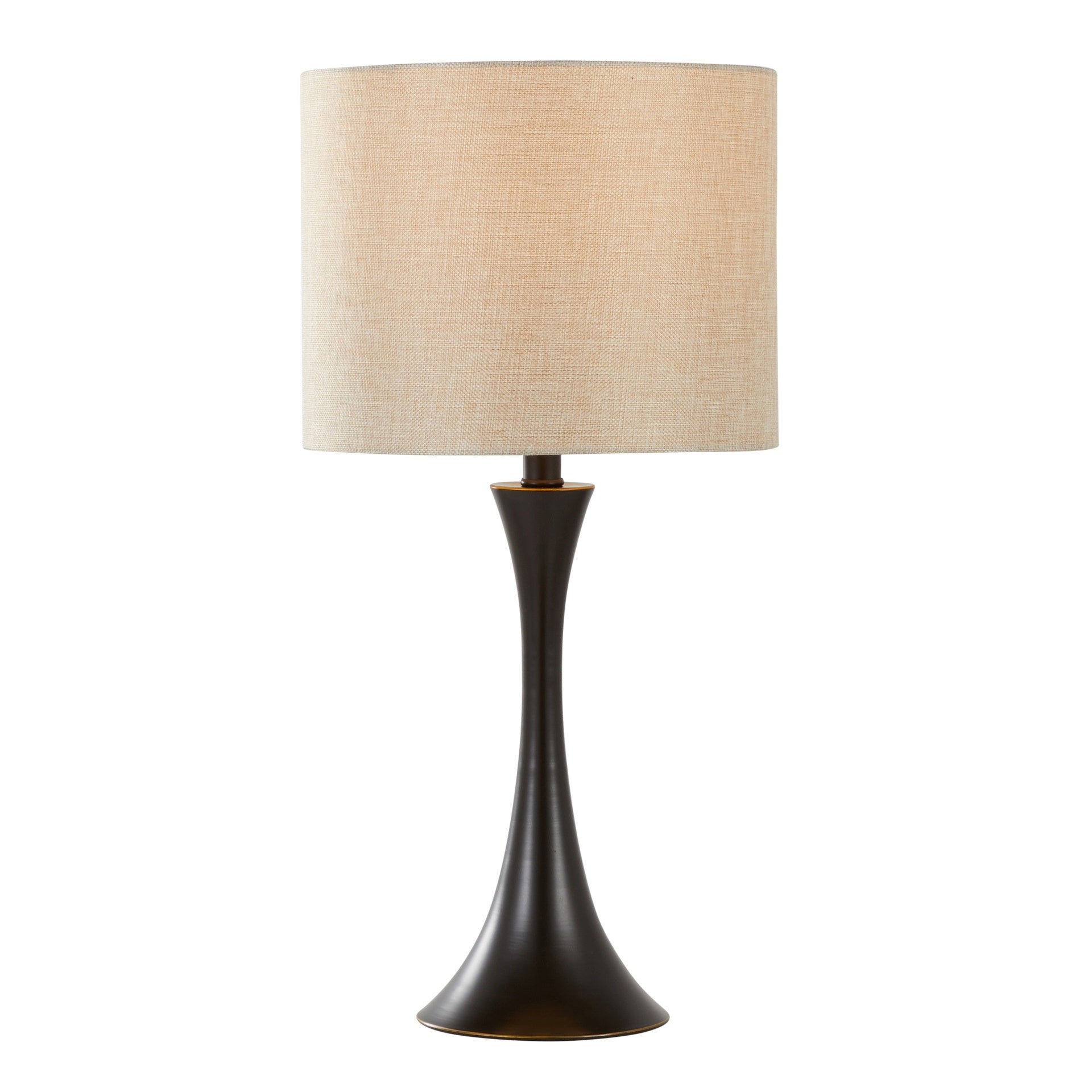Lenuxe 24" Contemporary Metal Table Lamp in Oil Rubbed Bronze with Natural Linen Shade from Grandview Gallery by LumiSource - Set of 2