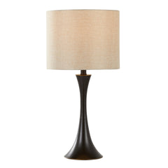Lenuxe 24" Contemporary Metal Table Lamp in Oil Rubbed Bronze with Natural Linen Shade from Grandview Gallery by LumiSource - Set of 2