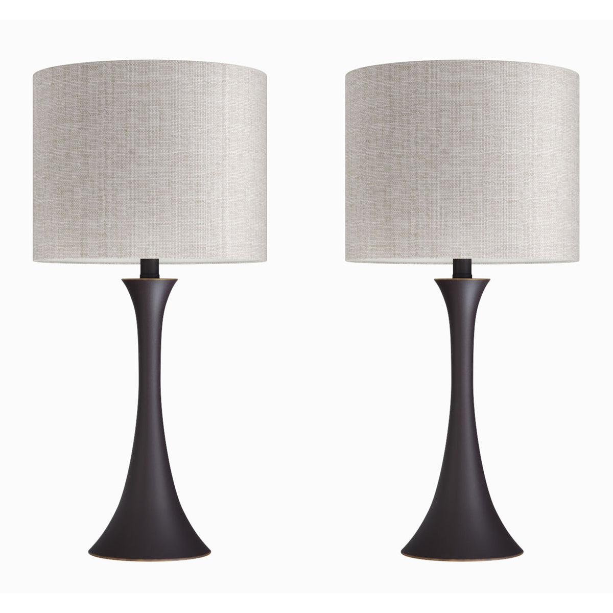 Lenuxe 24" Contemporary Metal Table Lamp in Oil Rubbed Bronze with Natural Linen Shade from Grandview Gallery by LumiSource - Set of 2