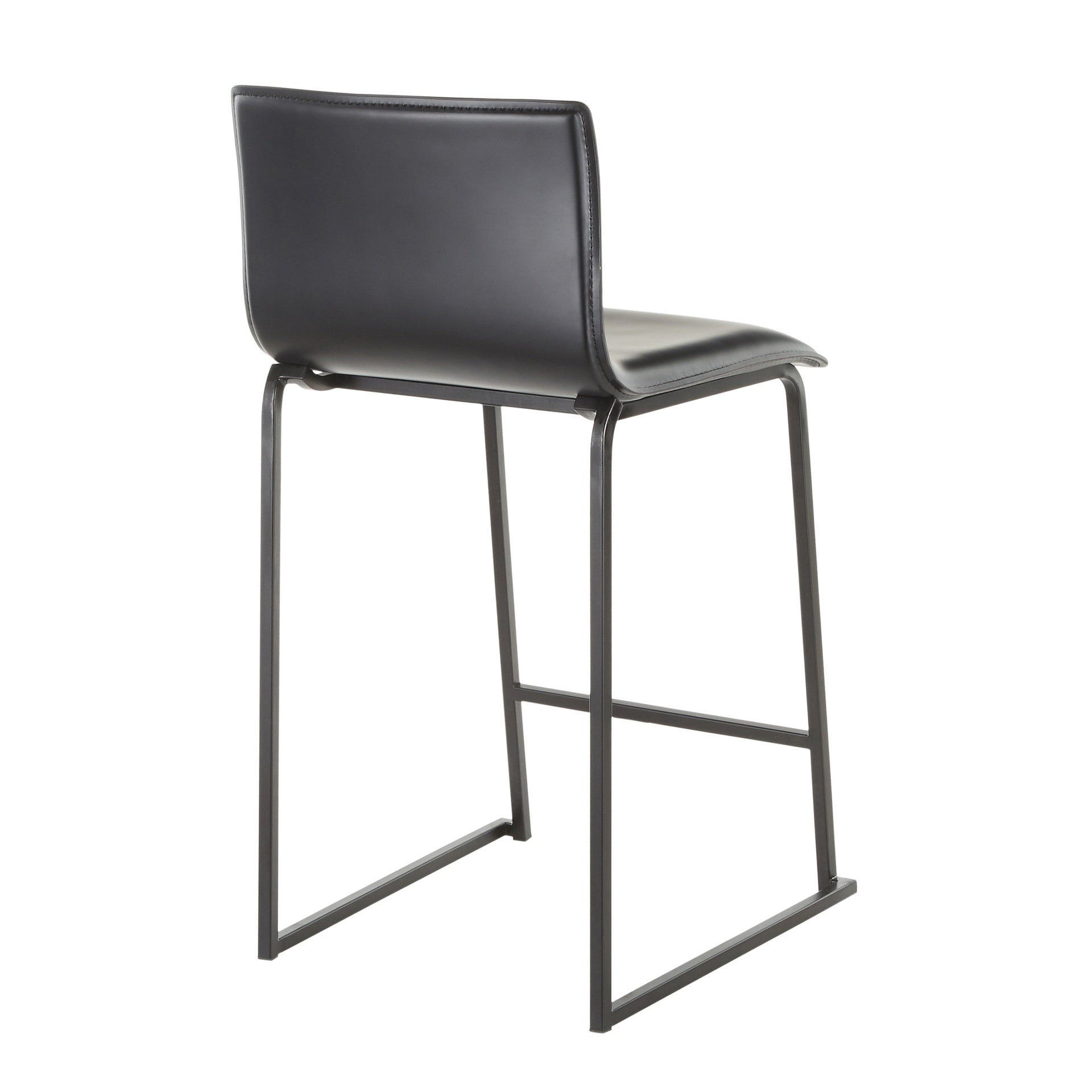 Mara 26" Contemporary Counter Stool in Black Metal and Black Faux Leather by LumiSource - Set of 2