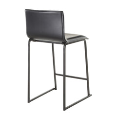 Mara 26" Contemporary Counter Stool in Black Metal and Black Faux Leather by LumiSource - Set of 2