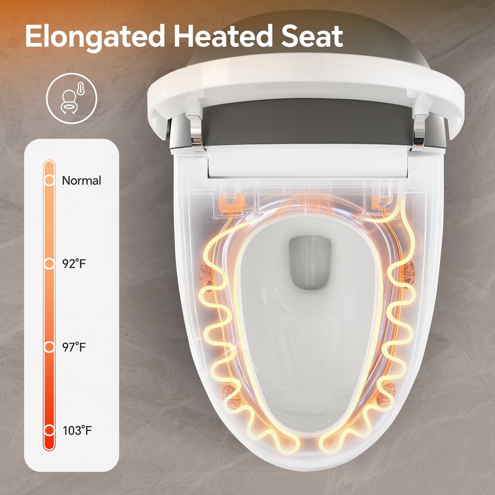 Elongated Smart Toilet with Bidet,Smart Toilet with ADA Comfort Height Heated Seat,MAP 1000g Powerful Flush,Warm Water/Dryer,Night Light,Dual-Flush 1/1.28GPF for Bathrooms.