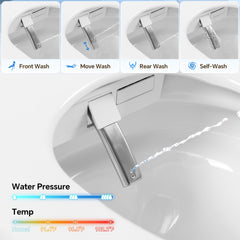 Elongated Smart Toilet with Bidet,Smart Toilet with ADA Comfort Height Heated Seat,MAP 1000g Powerful Flush,Warm Water/Dryer,Night Light,Dual-Flush 1/1.28GPF for Bathrooms.