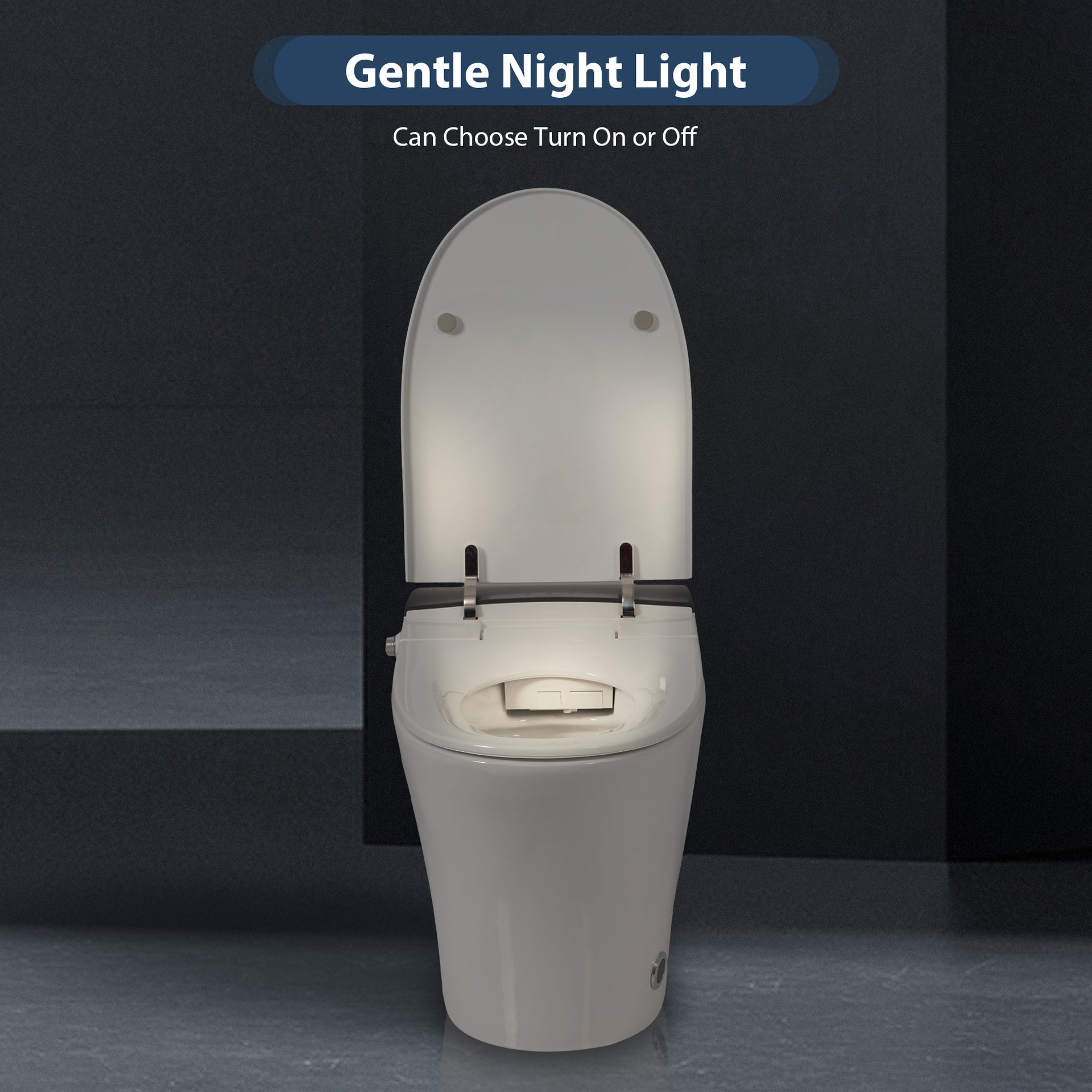 Heated Seat Smart Toilet, One Piece Toilet, Automatic Flush Tankless Toilet without Bidet, with Foot sensor Flush, Blue Night Light, Knob Control, Power Outage Flushing, Soft Close Cover,White