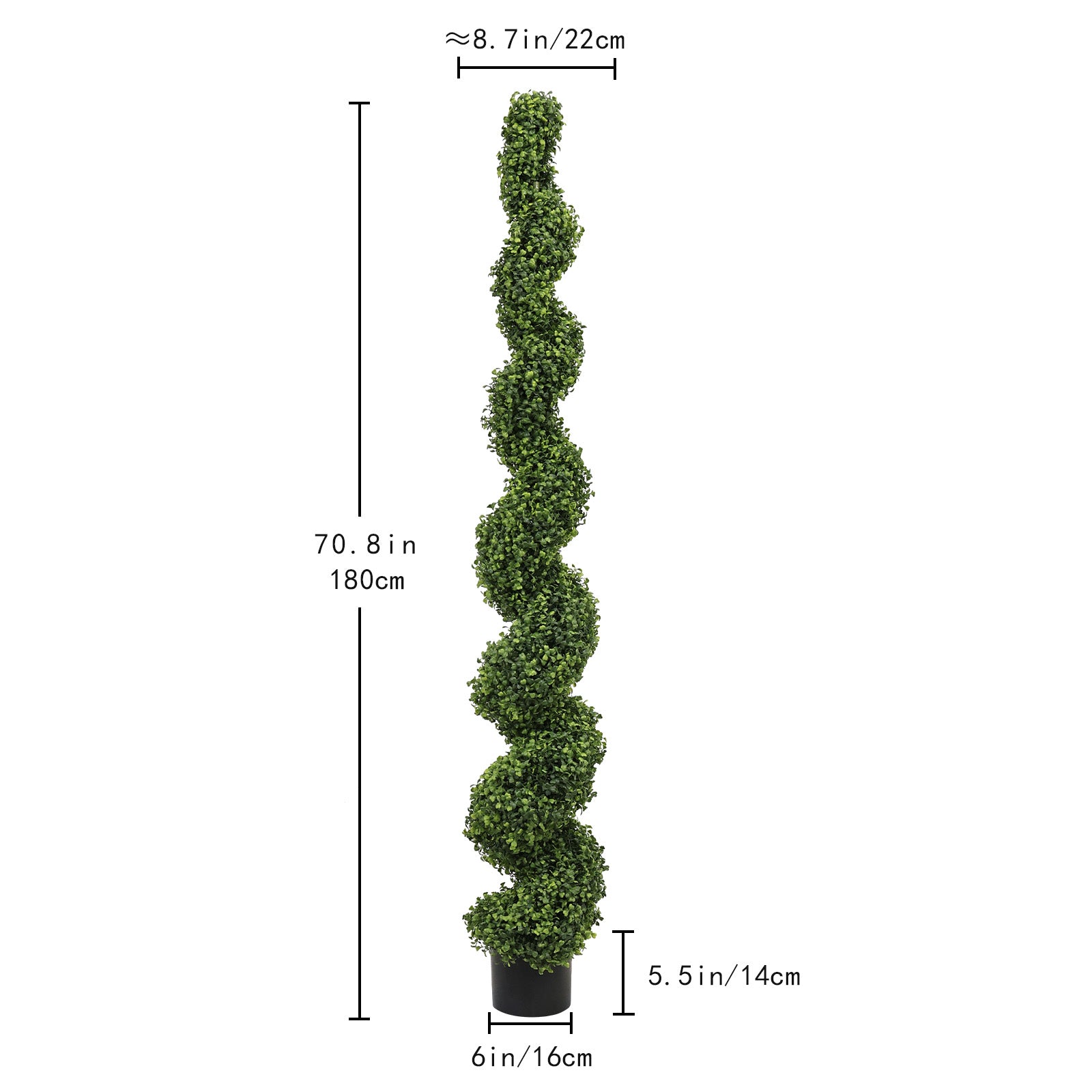 6FT Artificial Spiral Topiary Trees – Outdoor Faux Boxwood Plants with Large Twisted Green Potted Design for Garden, Front Porch, Patio or Planter Decoration, 2pcs/set