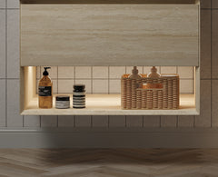FRIGGA 30" Wall-Mounted Cabinet with One Drawer and Open Shelf, NO Countertop and Basin, NO Faucet and Drain, Travertine Texture Finish