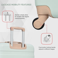 Luggage Sets New Model ABS Hardshell 3pcs Clearance Luggage Hardside Lightweight Durable Suitcase sets Spinner Wheels Suitcase with TSA Lock 20''24''28''( Grey Green)