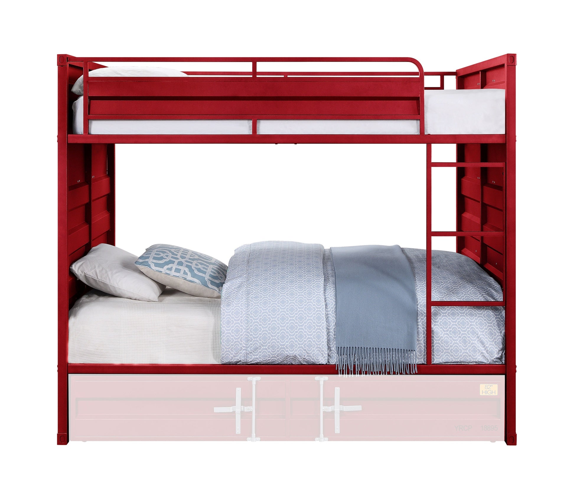 Cargo Red Finish Full/Full Bunk Bed