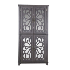 Display sideboard buffet with 4 Acrylic Mirrored doors, Adjustable Shelves storage Cabinet for Kitchen, Living Room, bedroom Cabinet, MDF Dark Brown finish