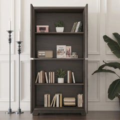 Display sideboard buffet with 4 Acrylic Mirrored doors, Adjustable Shelves storage Cabinet for Kitchen, Living Room, bedroom Cabinet, MDF Dark Brown finish