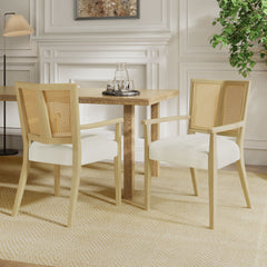 ARM DINING CHAIR (light ash+beige) Set of 2