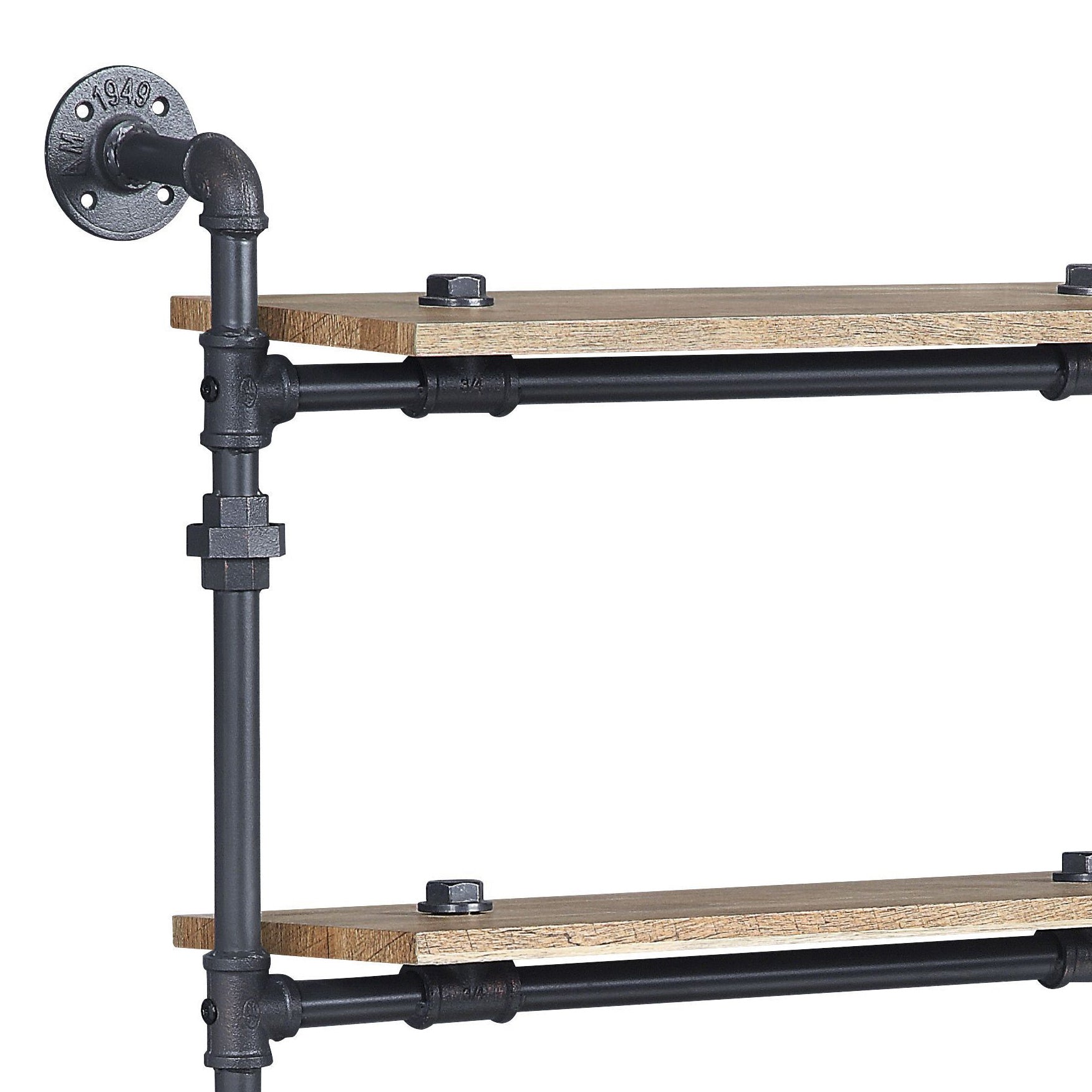 Brantley Oak & Sandy Black Finish Wall Rack W/4 Shelves