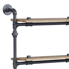 Brantley Oak & Sandy Black Finish Wall Rack W/4 Shelves