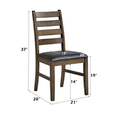 Damica Brown Synthetic Leather & Walnut Side Chair (Set of 2)