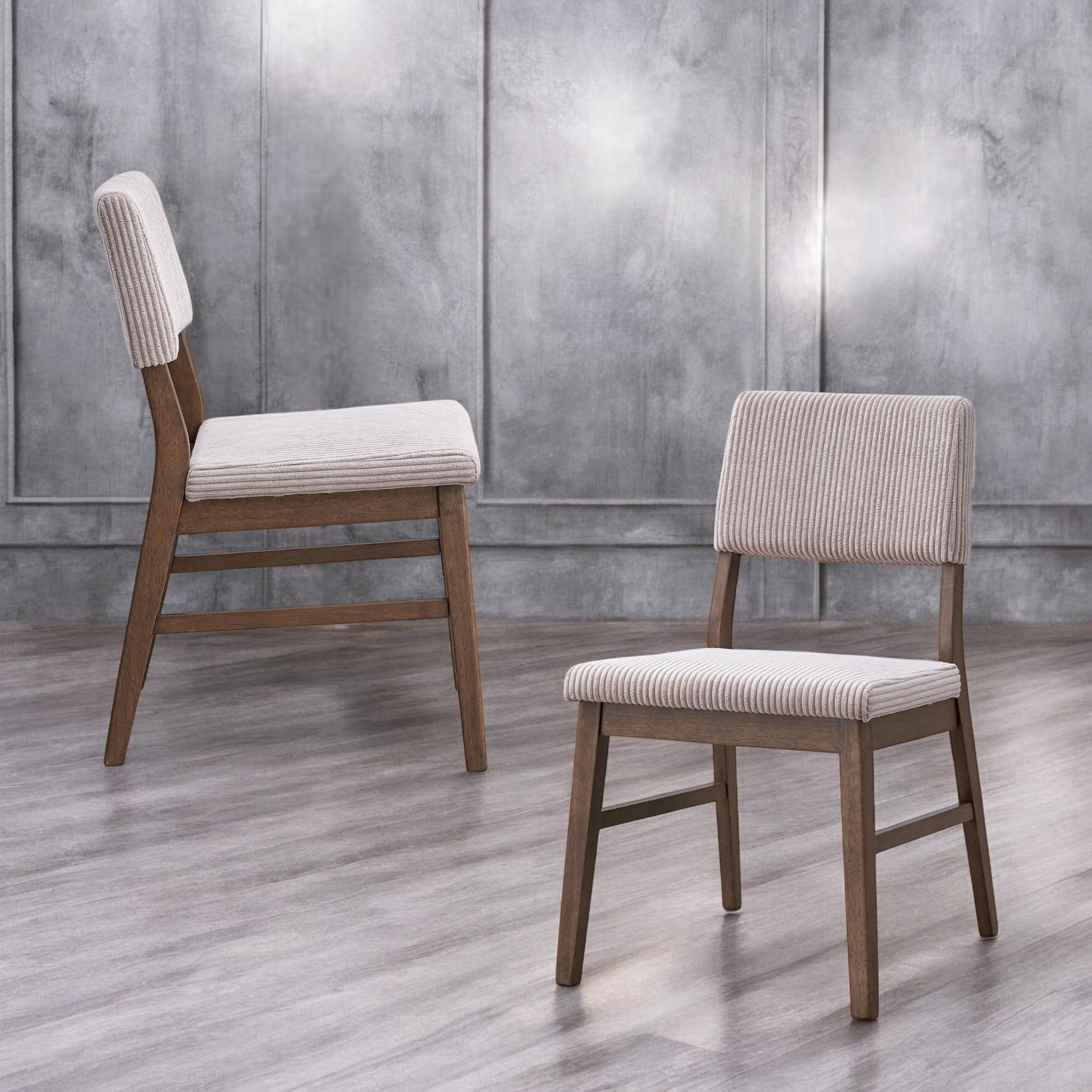 Seda Dusty Mauve Corduroy & Walnut Finish Side Chair (Set of 2)