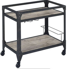 Jorgensen  Rustic Oak & Charcoal Finish Serving Cart
