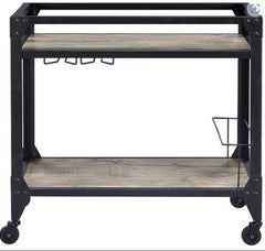 Jorgensen  Rustic Oak & Charcoal Finish Serving Cart