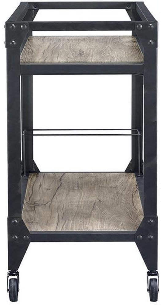 Jorgensen  Rustic Oak & Charcoal Finish Serving Cart