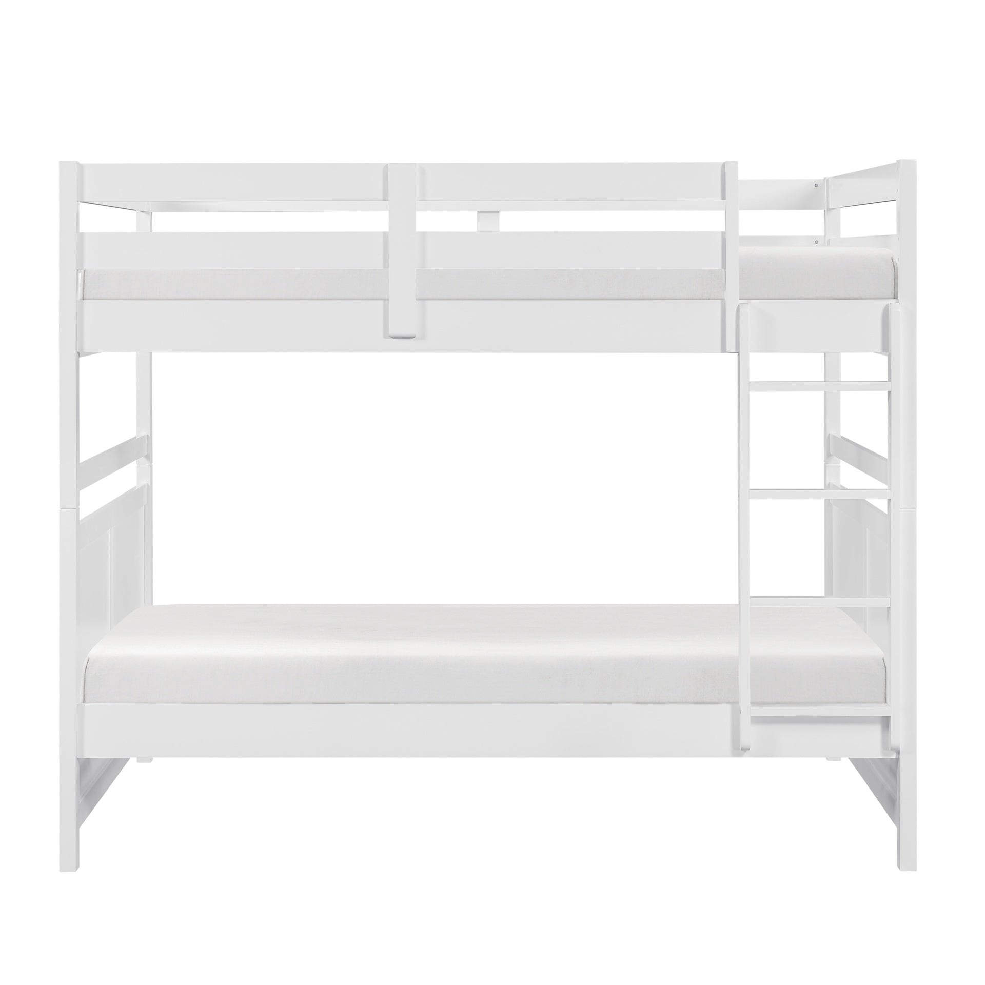Bunk Bed Full Over Full White Finish Sturdy Wood Frame Guard Rails Youth Bedroom Furniture 1pc