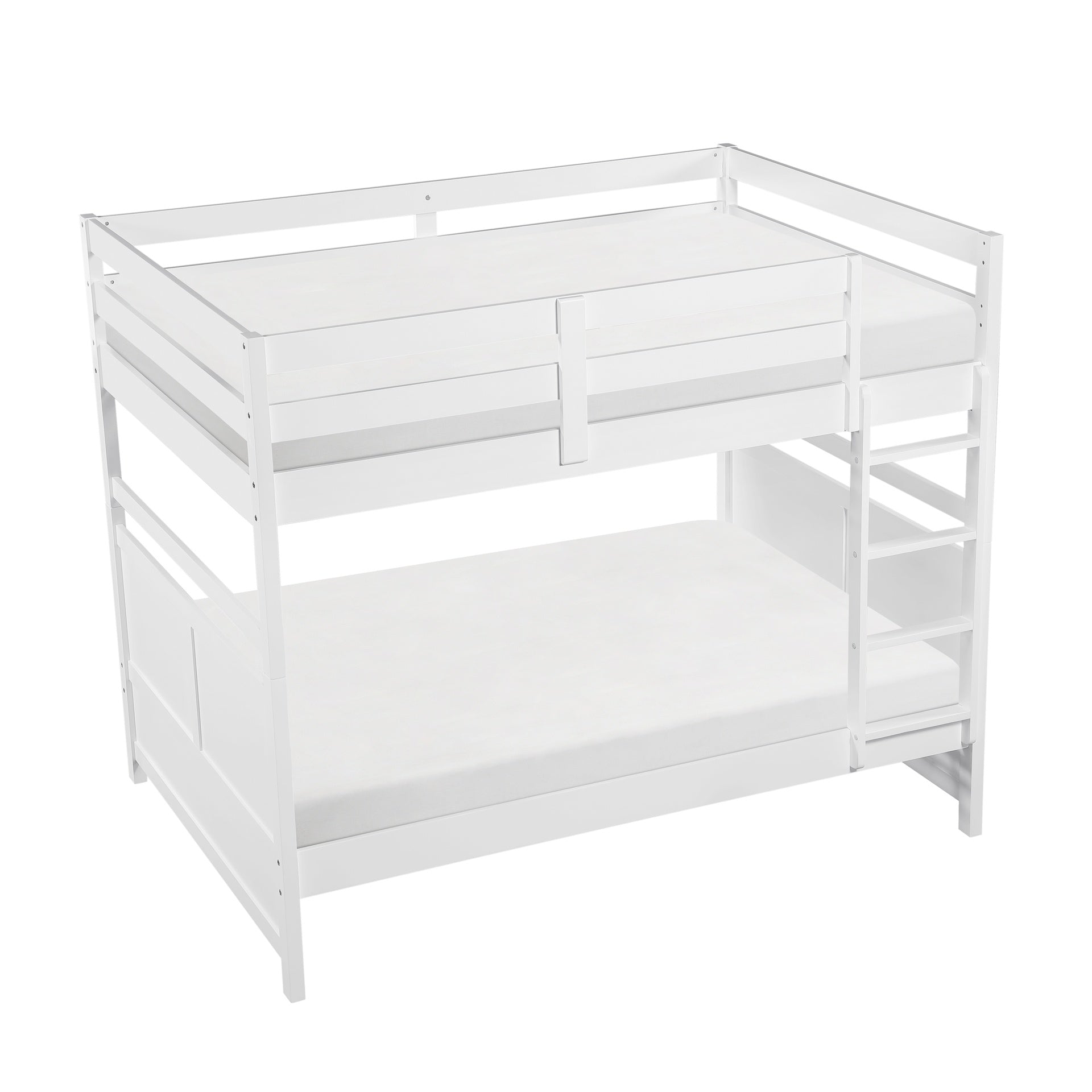 Bunk Bed Full Over Full White Finish Sturdy Wood Frame Guard Rails Youth Bedroom Furniture 1pc