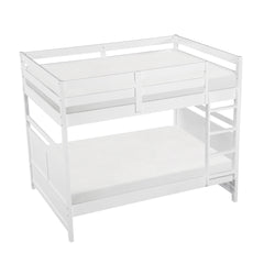 Bunk Bed Full Over Full White Finish Sturdy Wood Frame Guard Rails Youth Bedroom Furniture 1pc