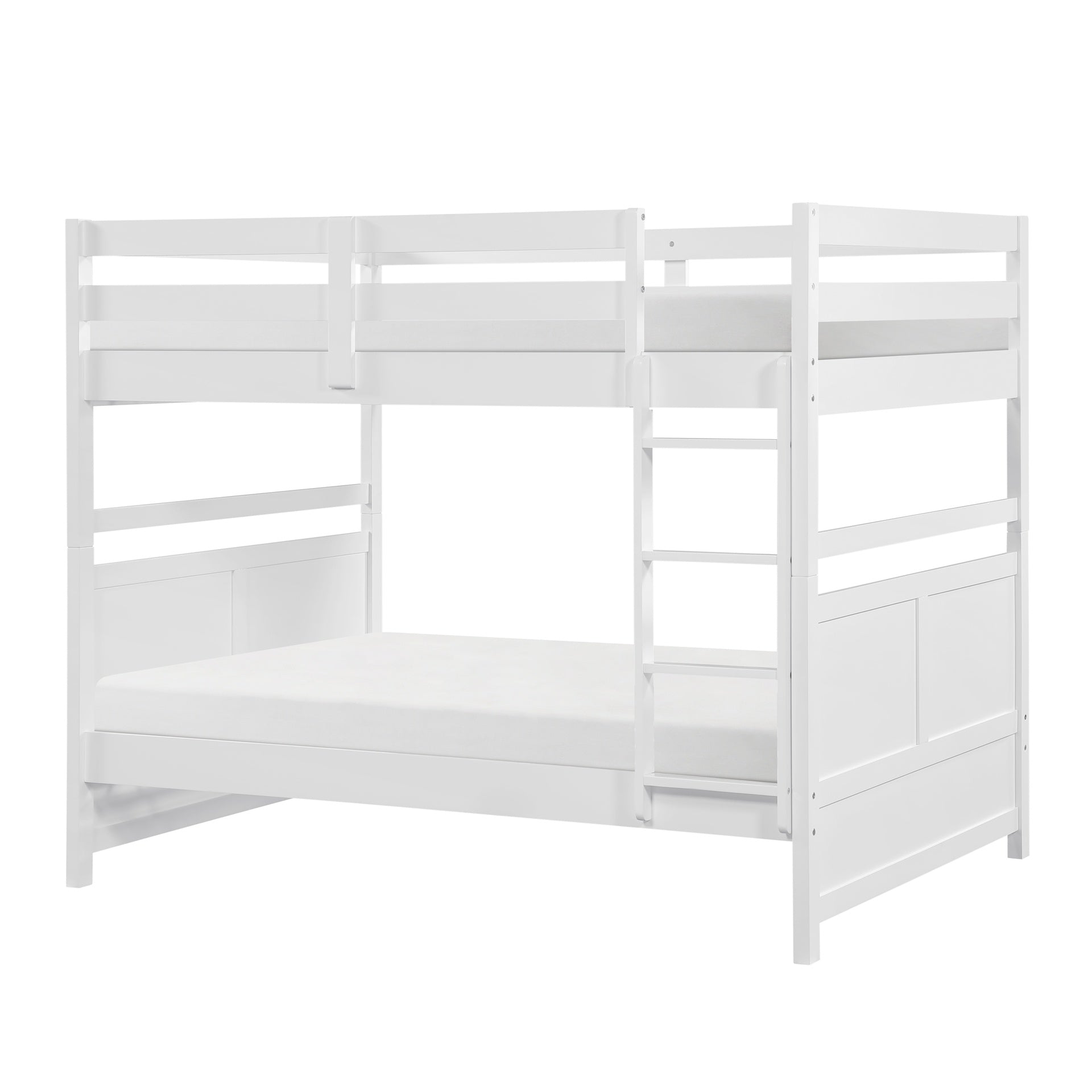Bunk Bed Full Over Full White Finish Sturdy Wood Frame Guard Rails Youth Bedroom Furniture 1pc