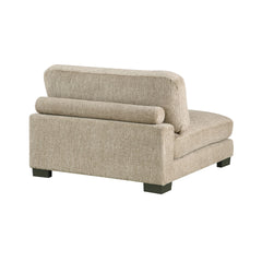 Liny Armless Chair, 1 Pillow, Brown Microfiber, Black Solid Wood