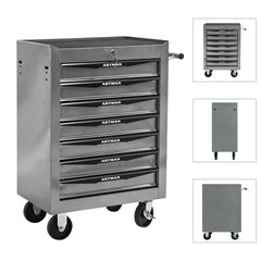 Rolling Metal Tool Chest with 7 Drawers, 20" 7-Drawer Tool Chest Cabinet with Ball Bearing Drawer Slides, Steel Tool Storage Box Organizer -SILVER