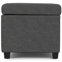 Avalon 54 inch Wide Extra Large Storage Ottoman Bench in Slate Grey Polyester Linen Fabric