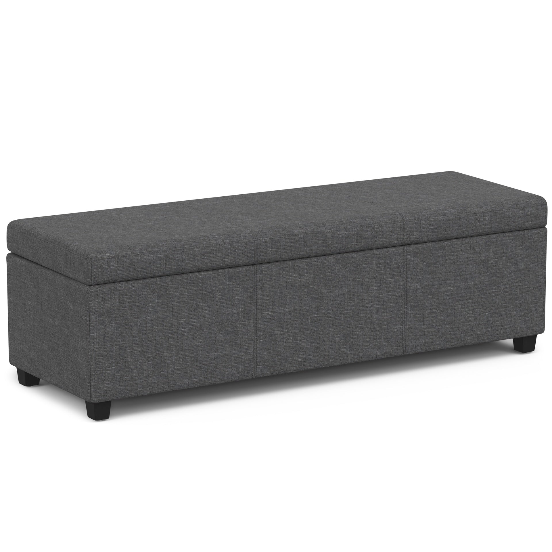 Avalon 54 inch Wide Extra Large Storage Ottoman Bench in Slate Grey Polyester Linen Fabric