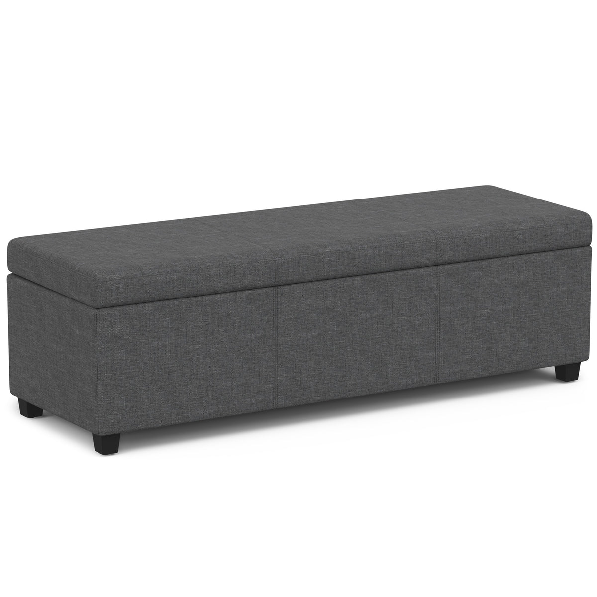 Avalon 54 inch Wide Extra Large Storage Ottoman Bench in Slate Grey Polyester Linen Fabric