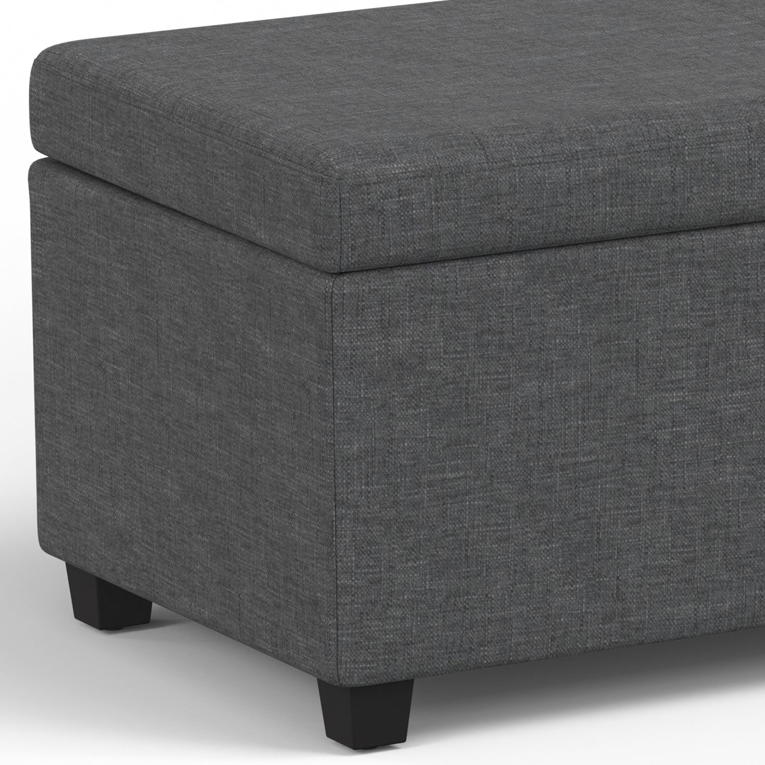 Avalon 54 inch Wide Extra Large Storage Ottoman Bench in Slate Grey Polyester Linen Fabric